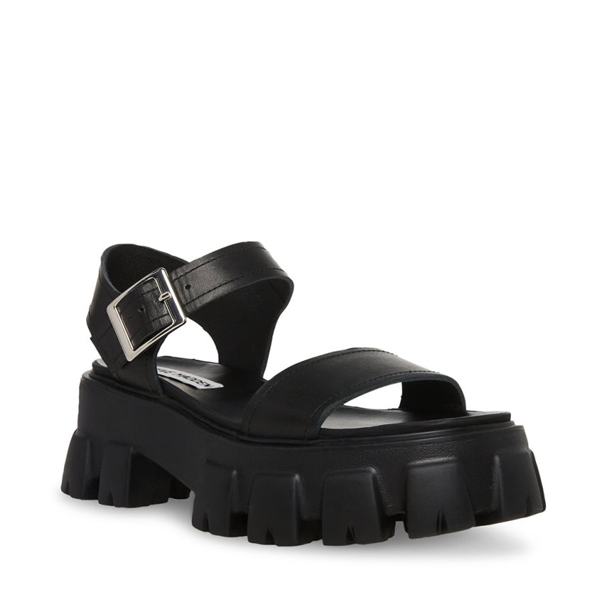 Sandalias de Plataforma Steve Madden Ellie Cuero Mujer Negras | ES CV84E2